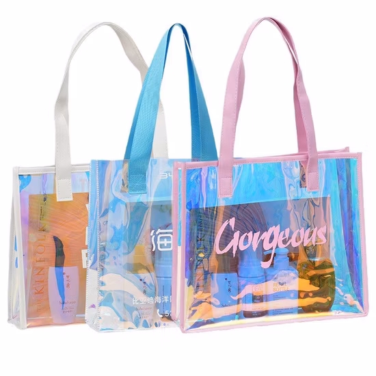 Borsa shopping in nylon argento metallizzato moda promozionale